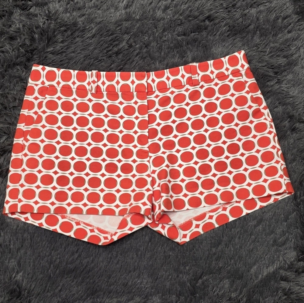 Michael Kors Orange &White Geometric Print Shorts. Size 6. NWOT